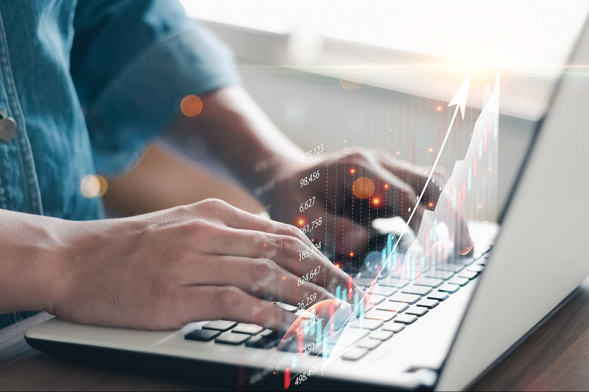 Business people analyze financial data chart